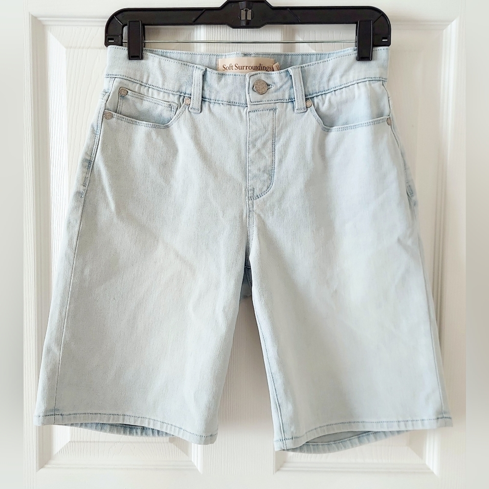 Soft Surroundings Light Wash Denim Bermuda Shorts